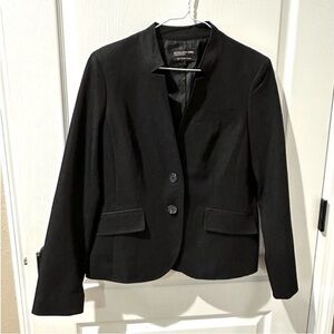 Jones New York Collection Classic Black Blazer with Mandarin Collar
